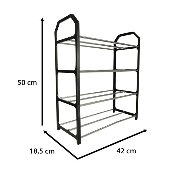 Cipőállvány 4 szintes SHOE RACK - Fekete