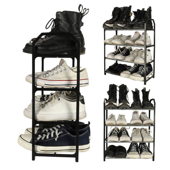 Cipőállvány 4 szintes SHOE RACK - Fekete