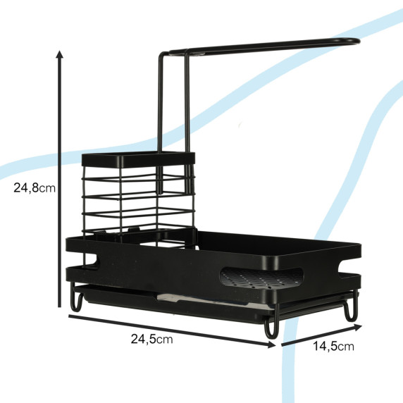 Organizator bucătărie, scurgere tacâmuri - negru