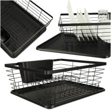 Uscător de vase - Inlea4Fun DISH DRYING RACK - negru - 