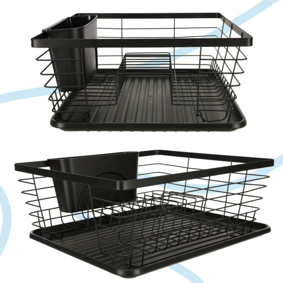 Edényszárító Inlea4Fun DISH DRYING RACK - Fekete