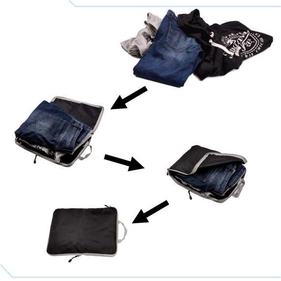 Set organizator pentru valize, genți de călătorie 3 piese - negru