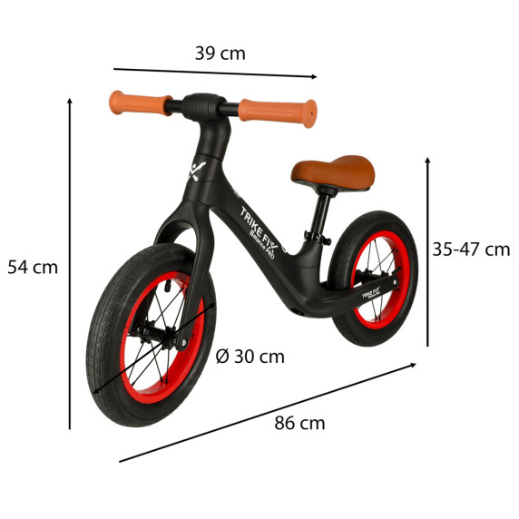 Bicicletă echilibru pentru copii - negru - TRIKE FIX Balance PRO