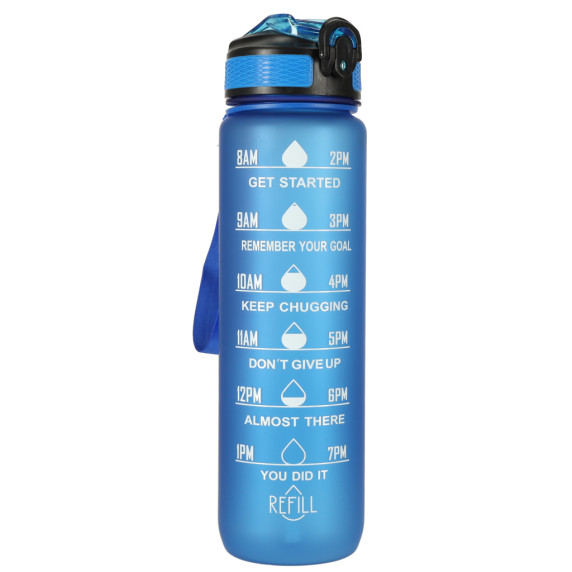 Vizes palack, kulacs 1 l Inlea4Home TIME-MARKED BOTTLE - Kék