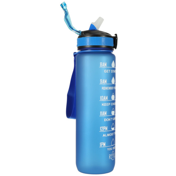 Vizes palack, kulacs 1 l Inlea4Home TIME-MARKED BOTTLE - Kék