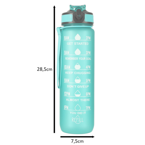 Vizes palack, kulacs 1 l Inlea4Home TIME-MARKED Bottle - Zöld