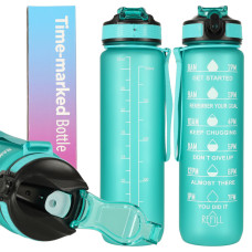 Vizes palack, kulacs 1 l Inlea4Home TIME-MARKED Bottle - Zöld - 