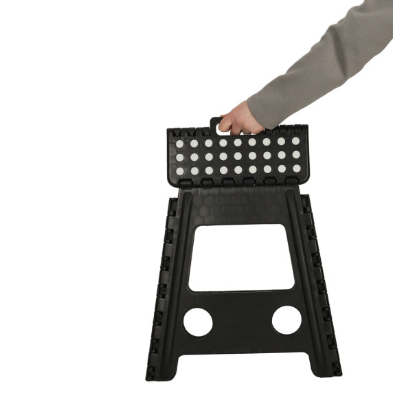 Skladacia stolička s protišmykovým povrchom 39 cm - čierna