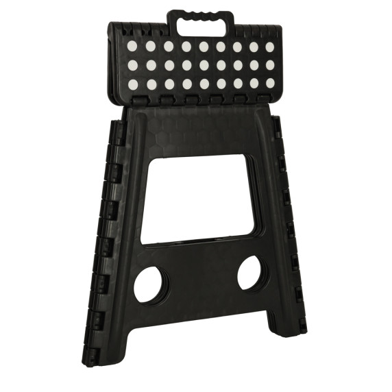 Skladacia stolička s protišmykovým povrchom 39 cm - čierna