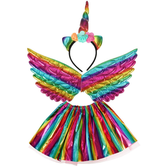 Costum pentru copii - fustă cu aripi și bentiță unicorn - Inlea4Fun - multicolor