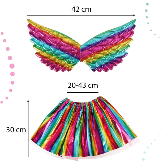 Costum pentru copii - fustă cu aripi și bentiță unicorn - Inlea4Fun - multicolor