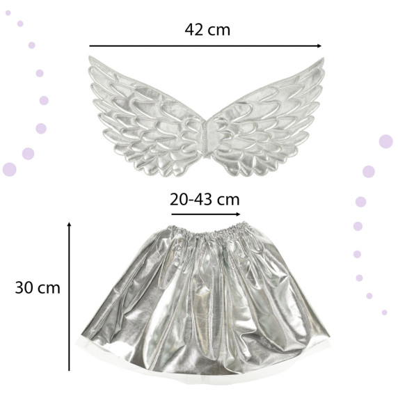 Costum pentru copii - fustă cu aripi și bentiță unicorn - Inlea4Fun - argintiu
