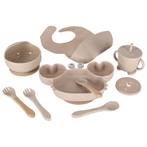 Szilikon baba étkező szett 9 darabos Inlea4Home - Bézs