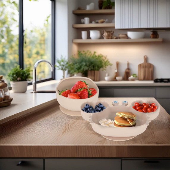 Szilikon baba étkező szett 9 darabos Inlea4Home - Bézs