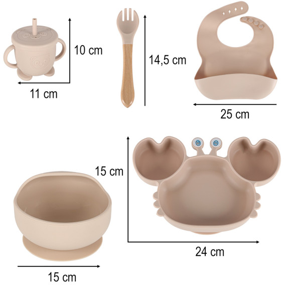 Szilikon baba étkező szett 9 darabos Inlea4Home - Bézs