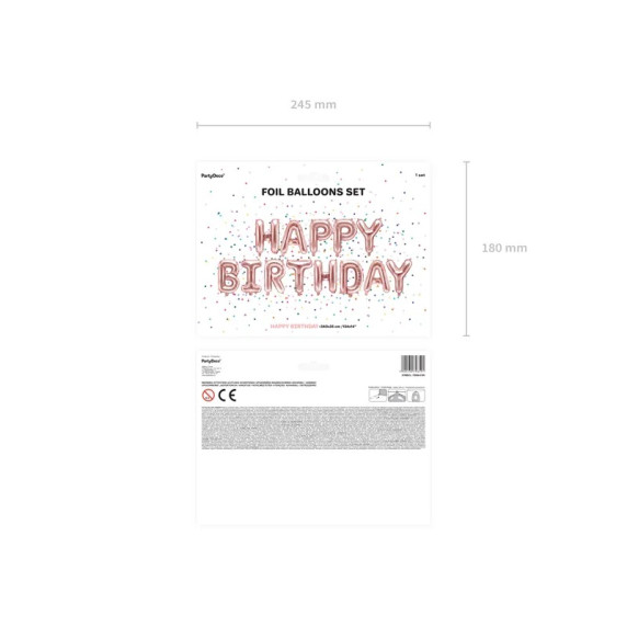 Balon din folie - Happy Birthday - 340x35 cm -roz deschis