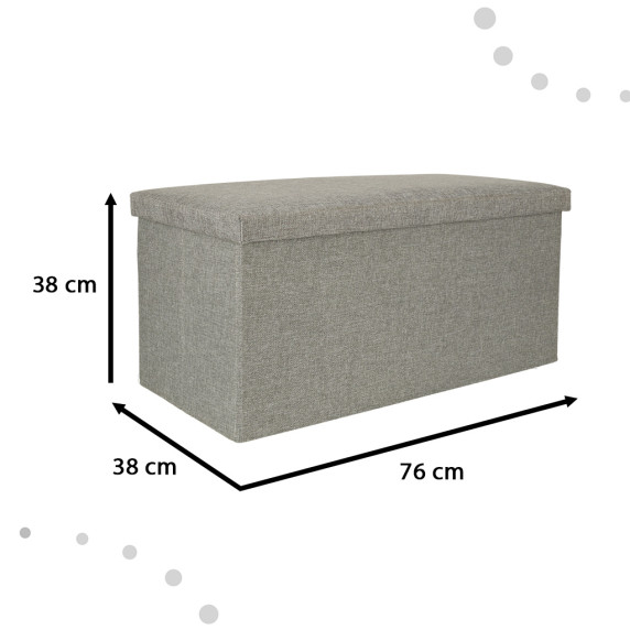 Puf pliabil cu compartiment de depozitare 76 x 38 x 38 cm Inlea4Home - gri