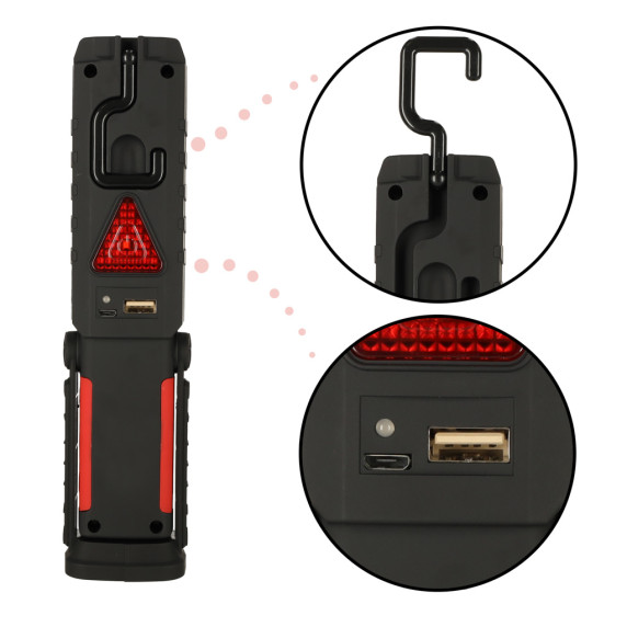 Lampă/lanternă de atelier 3 în1 - USB COB cu baterie reîncărcabilă 1200 mAh 200 lm