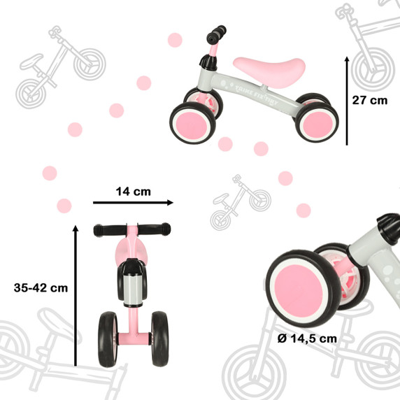 Lábbal hajtós kismotor Trike Fix Tiny - rózsaszín