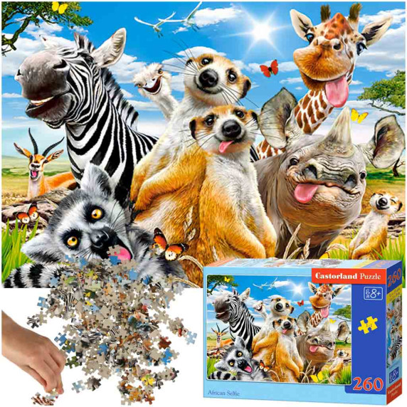 Detské puzzle Africké zvieratá 260 dielikov CASTORLAND African Selfie