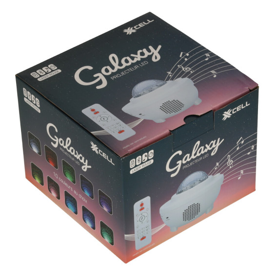 Hviezdny projektor so vstavaným reproduktorom a diaľkovým ovládaním GALAXY - biely