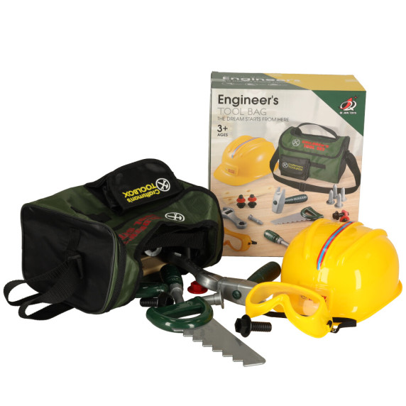 Detské náradie v žltej taške s popruhom 23 prvkov Inlea4Fun ENGINEER´S TOOL BAG