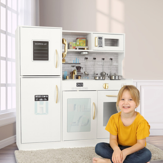 Bucătărie din lemn pentru copii – Inlea4Fun WOODEN KITCHEN  –  albă