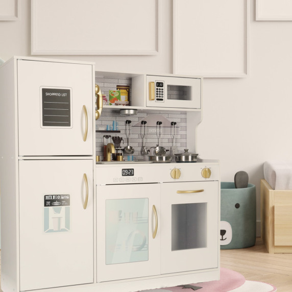 Bucătărie din lemn pentru copii – Inlea4Fun WOODEN KITCHEN  –  albă