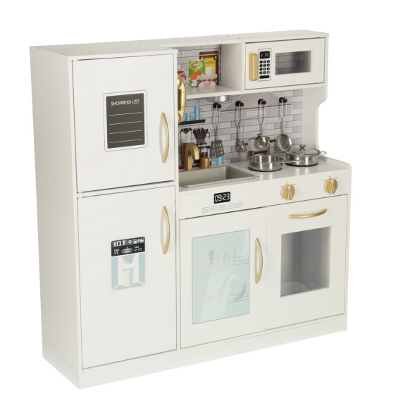 Bucătărie din lemn pentru copii – Inlea4Fun WOODEN KITCHEN  –  albă