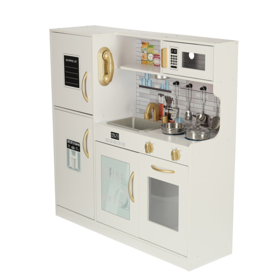 Bucătărie din lemn pentru copii – Inlea4Fun WOODEN KITCHEN  –  albă