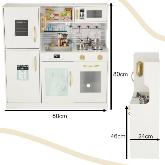 Bucătărie din lemn pentru copii – Inlea4Fun WOODEN KITCHEN  –  albă