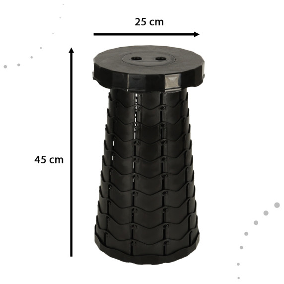 Scaun rotund telescopic pentru camping - negru