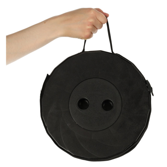 Scaun rotund telescopic pentru camping - negru