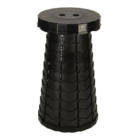 Scaun rotund telescopic pentru camping - negru
