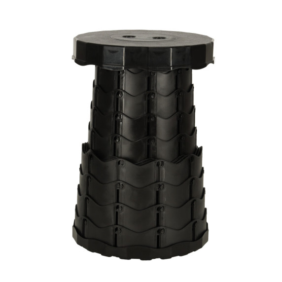 Scaun rotund telescopic pentru camping - negru