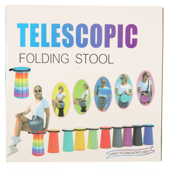 Scaun rotund telescopic pentru camping - negru