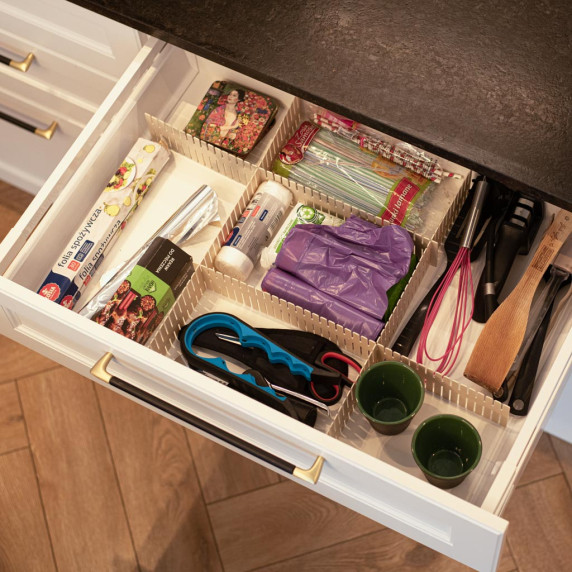 Organizator cu separatoare pentru sertare - 4 buc Inlea4Fun - Bej