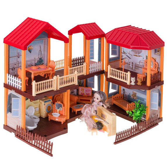 Casă de păpuși cu accesorii 158 elemente - DREAM HOUSE