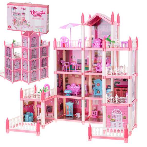 Domček pre bábiky s doplnkami Inlea4Fun BEAUTIFUL HOME - ružový