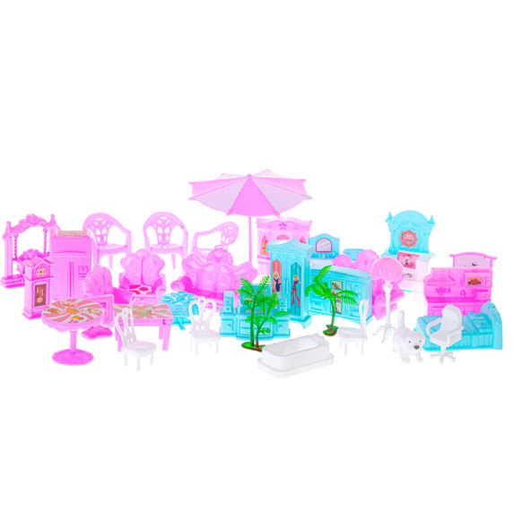 Domček pre bábiky s doplnkami Inlea4Fun BEAUTIFUL HOME - ružový