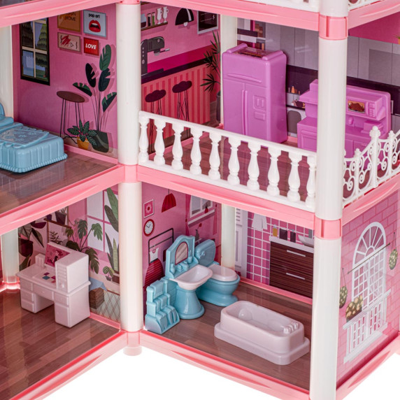 Domček pre bábiky s doplnkami Inlea4Fun BEAUTIFUL HOME - ružový
