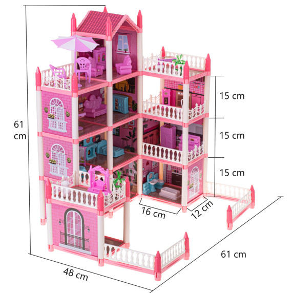 Domček pre bábiky s doplnkami Inlea4Fun BEAUTIFUL HOME - ružový