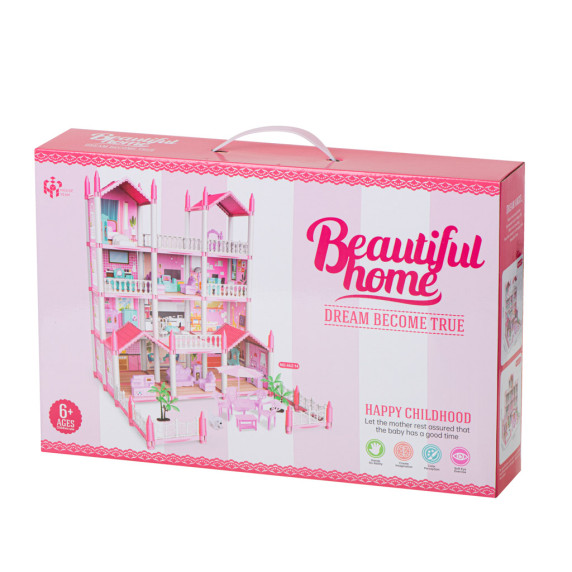 Domček pre bábiky s doplnkami Inlea4Fun BEAUTIFUL HOME - ružový