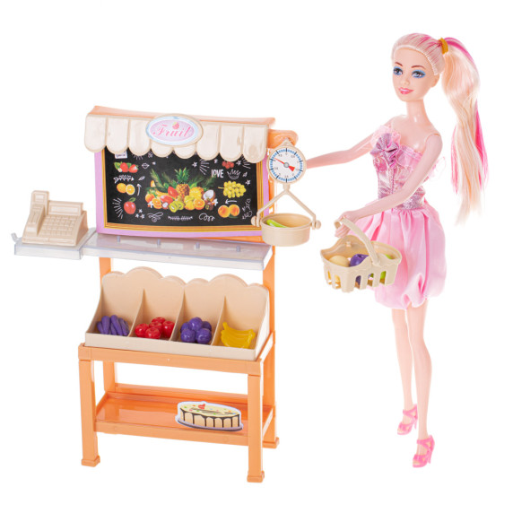 Bábika s predajným stánkom a doplnkami Inlea4Fun HAPPY SHOPPING DAY