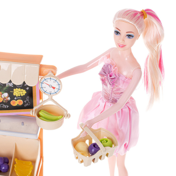 Bábika s predajným stánkom a doplnkami Inlea4Fun HAPPY SHOPPING DAY