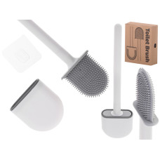 Perie de toaletă din silicon cu recipient - TOLIET BRUSH - alb - 