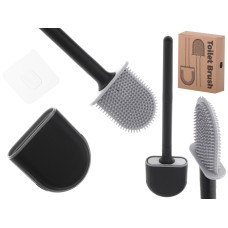 Perie de toaletă din silicon cu recipient - TOLIET BRUSH - negru - 