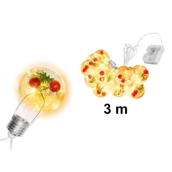 Karácsonyi fényfüzér LED gömbök dekorációval Inlea4Fun 3m 50LED - meleg