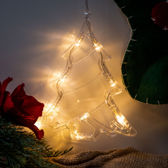 LED svetelná ozdoba vianočný stromček - teplý biely