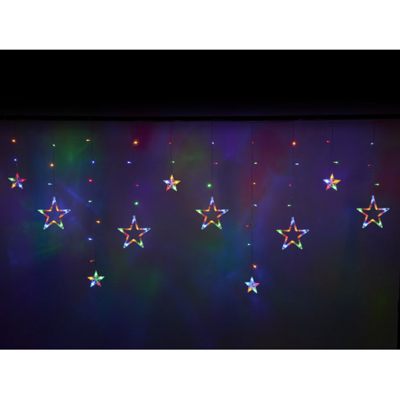 Vianočný LED svetelný záves 2,5 m 138 LED hviezda - farebná